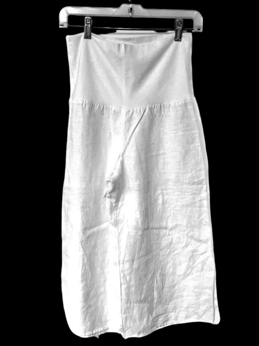 Talula Wide Leg Cropped White Pull-On Pants Sz Four 4 Linen Knit Wide Waistband